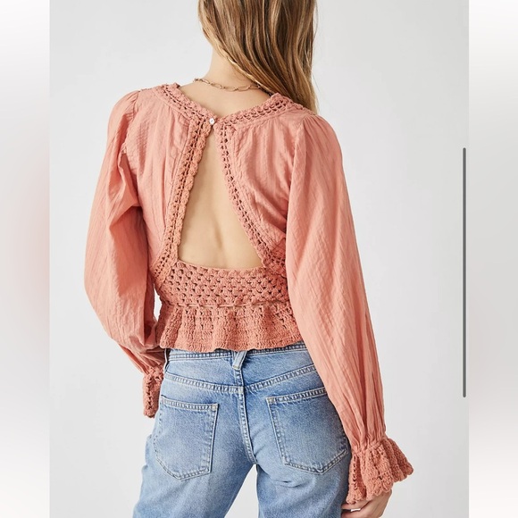 NWOT Free People Megan Crochet Top Coastal Grandma Resortwear Size L - Picture 3 of 10